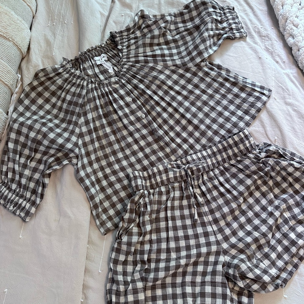 Apiece Apart Brown Plaid Set